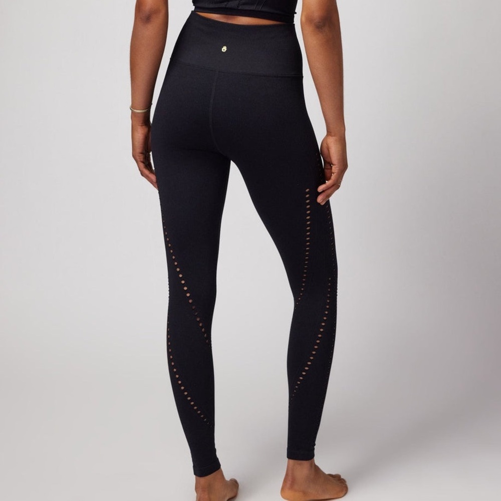 Spiritual Gangster Black Ribbed Leggings XS/S High-Rise Athleisure Yoga Pants